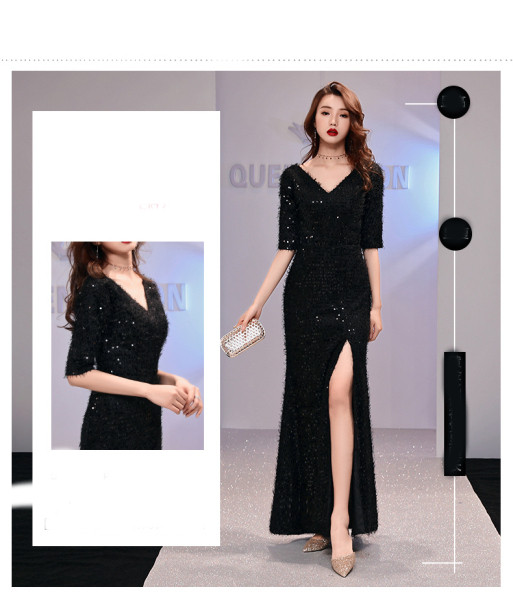 Új modell női ruha 3/4-es ujjal, spitz nyakkivágással és flitterekkel rózsaszín, fekete és sárga színben