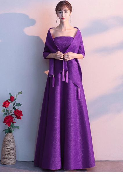 Ünnepi női ruha + sál piros, fekete, lila és sárga színben