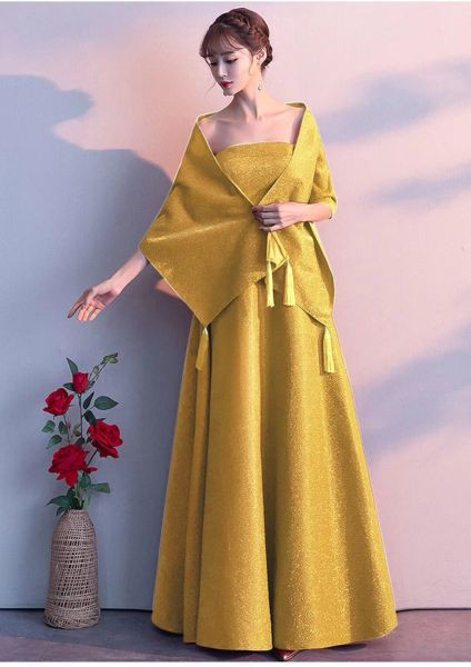 Ünnepi női ruha + sál piros, fekete, lila és sárga színben