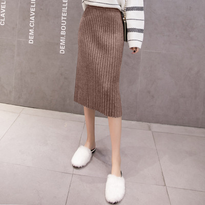 Fusta casual dama in negru, gri, alb si maro cu talie inalta