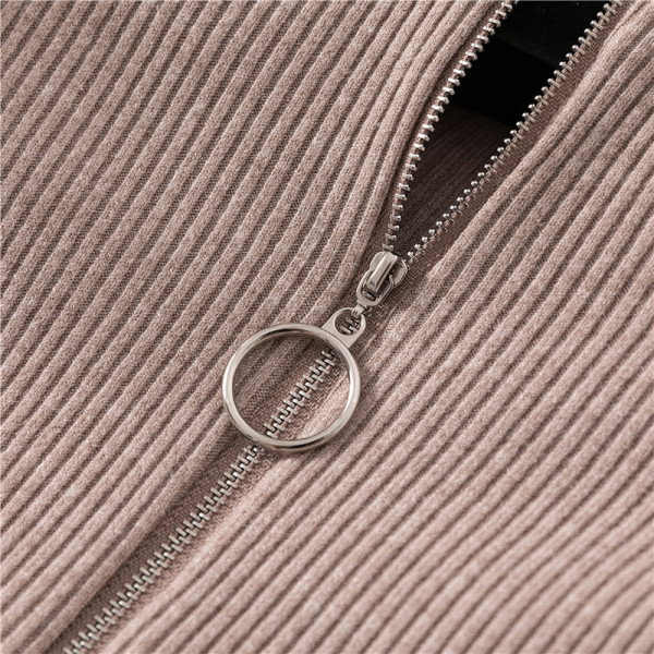 Bluză casual de damă în șase culori, cu guler semi-înalt și fermoar