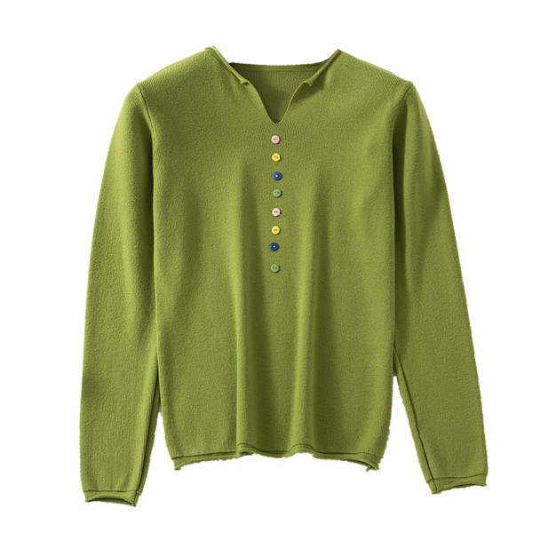 Női blúz hat színben, gombokkal és V-nyakkal