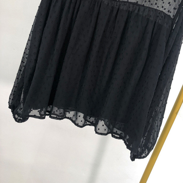 Bluza de dama din sifon model lat de culoare neagra cu decolteu in V