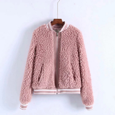 Jachetă casual de damă cu fermoar roz