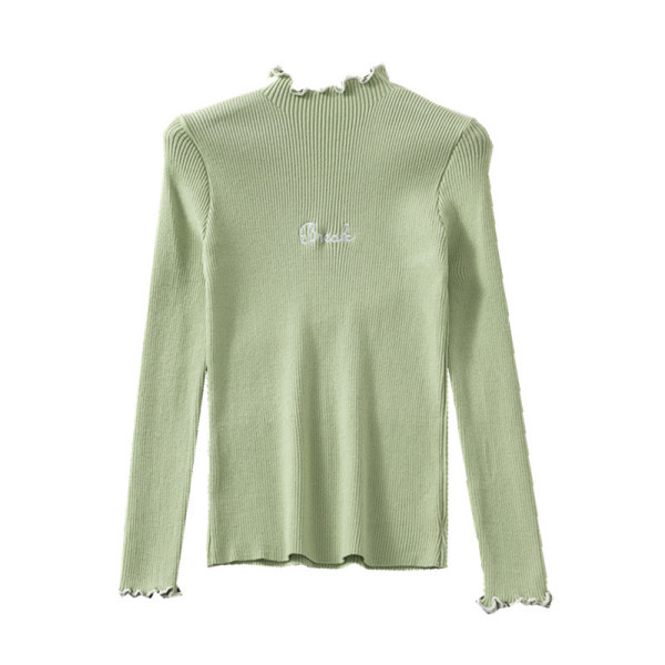 Modern női pulóver alacsony gallérral és hímzéssel öt színben