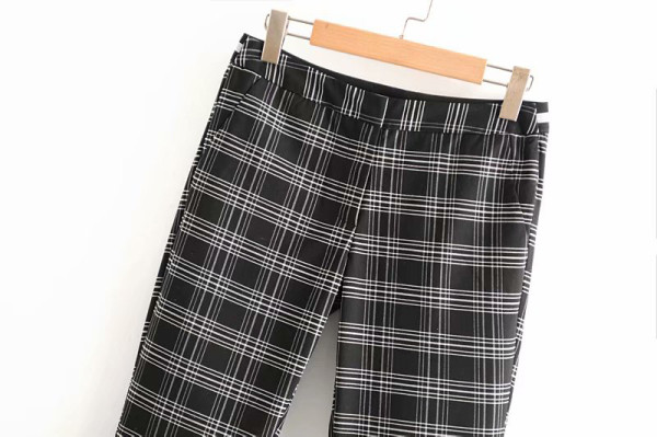 Női alkalmi kockás nadrág alacsony derékkal