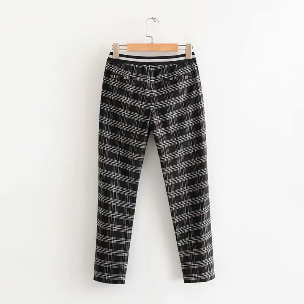 Női alkalmi kockás nadrág alacsony derékkal