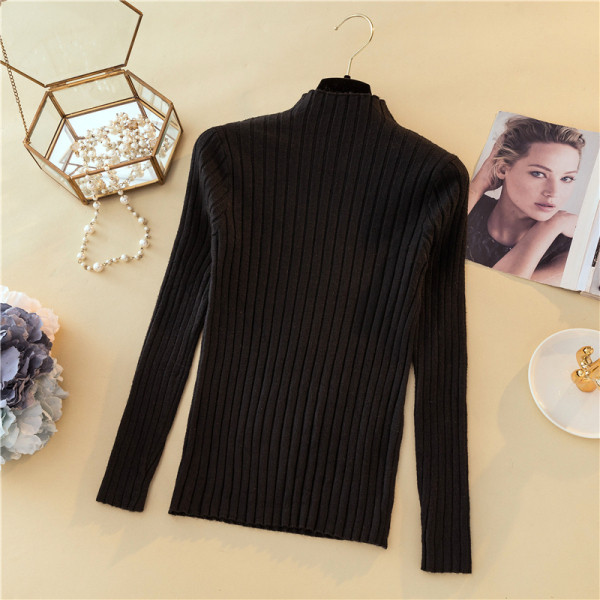 Modern női pulóver több színben, félmagas gallérral, hosszú ujjal