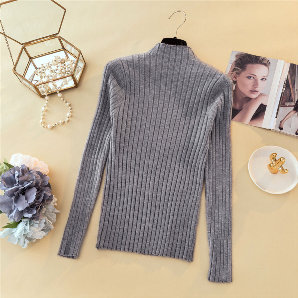 Modern női pulóver több színben, félmagas gallérral, hosszú ujjal