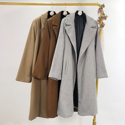 Sovereign Demon Applicable Μακρύ μάλλινο παλτό με ζώνη και τσέπες σε γκρι, μπεζ και καφέ χρώμα -  Badu.gr