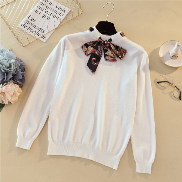 Modern női blúz öt színben, szalaggal és hosszú ujjal