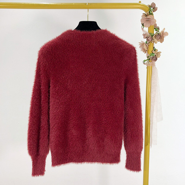 Modern pehely őszi-téli pulóver szalaggal és kövekkel szürke és bordó színben