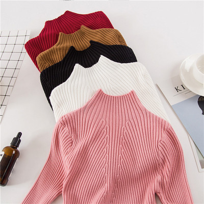 Νέο μοντέλο γυναικείο πουλόβερ σε πέντε χρώματα με υψηλό γιακά και μακρύ μανίκι