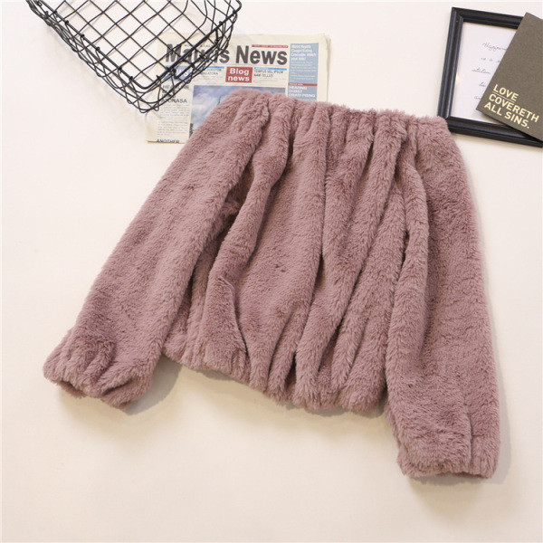 Pulover de pluș de damă în mai multe culori cu decolteu barcă și mâneci lungi