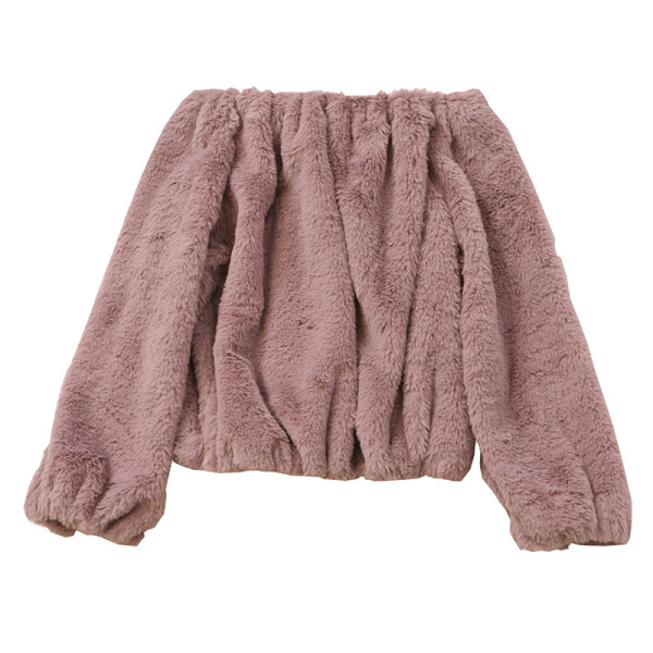 Pulover de pluș de damă în mai multe culori cu decolteu barcă și mâneci lungi