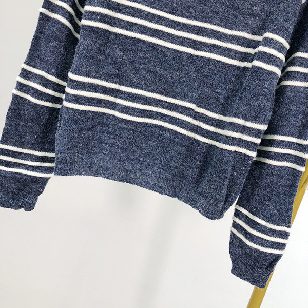 Καθημερινό ριγέ πουλόβερ φαρδύ μοντέλο σε μπλε χρώμα