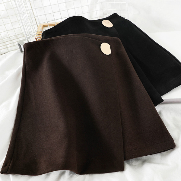 Retro stílusú női szoknya barna és fekete színben, magas derékkal