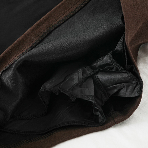 Retro stílusú női szoknya barna és fekete színben, magas derékkal