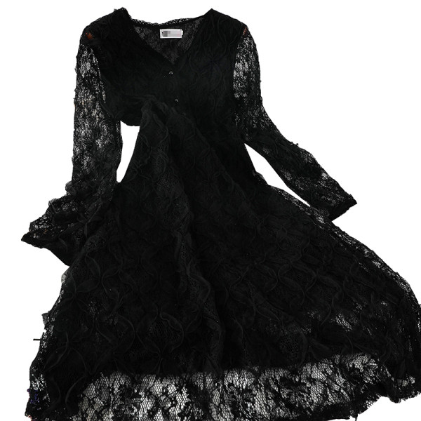 Retro stílusú csipke női ruha három színben V-nyakkal