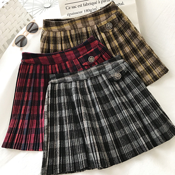 Redős női szoknya retro stílusú három színben, magas derékkal