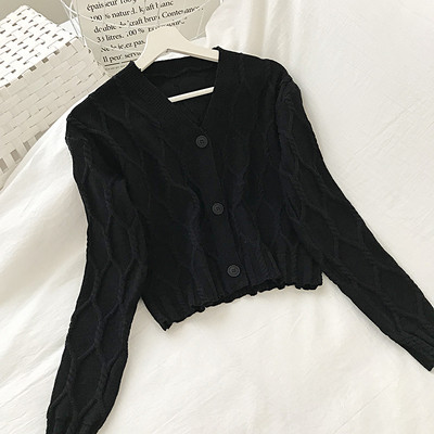 Retro stílusú női kardigán három színben V-nyakkal