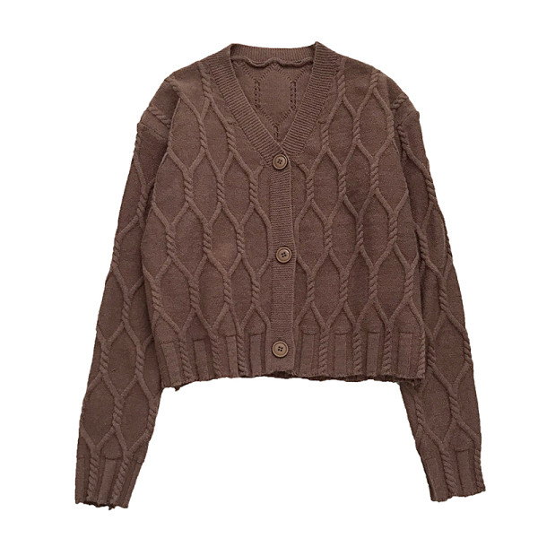 Retro stílusú női kardigán három színben V-nyakkal