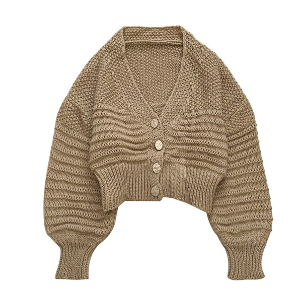 Bézs és fehér színű női mellény V-nyakkal és gombokkal