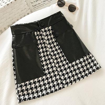 Modern női szoknya eko bőrrel, magas derékkal, fekete és barna színben