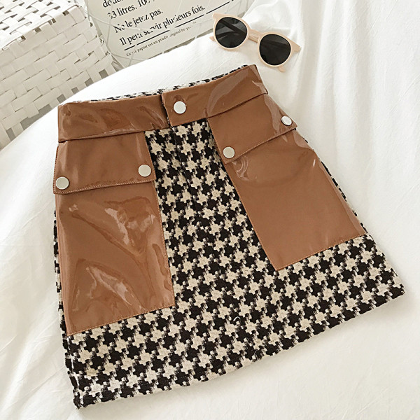 Modern női szoknya eko bőrrel, magas derékkal, fekete és barna színben