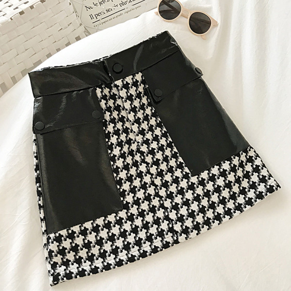 Modern női szoknya eko bőrrel, magas derékkal, fekete és barna színben