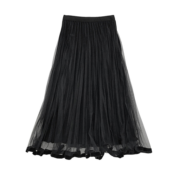 Redős női bársony szoknya négy színben, magas derékkal, tüllel