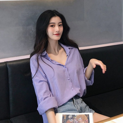 Női alkalmi ing klasszikus modell lila és sárga színben