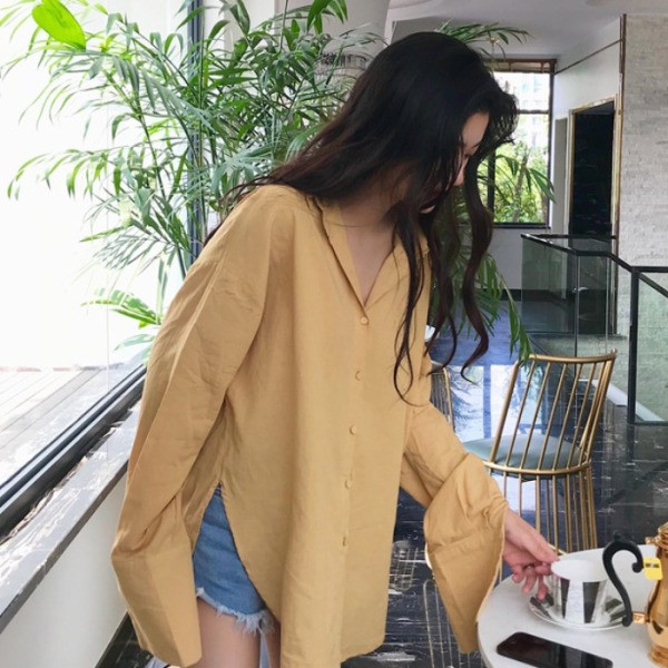 Női alkalmi ing klasszikus modell lila és sárga színben