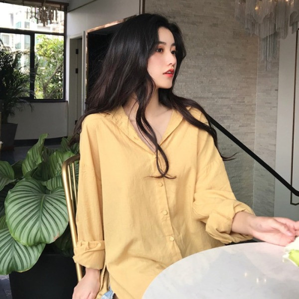 Női alkalmi ing klasszikus modell lila és sárga színben