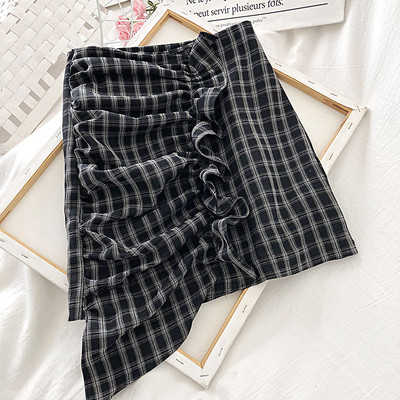 Retro stílusú női szoknya fürtökkel, magas derékkal, fekete, bézs és barna színekben