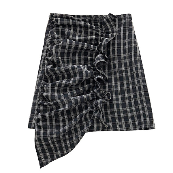 Retro stílusú női szoknya fürtökkel, magas derékkal, fekete, bézs és barna színekben