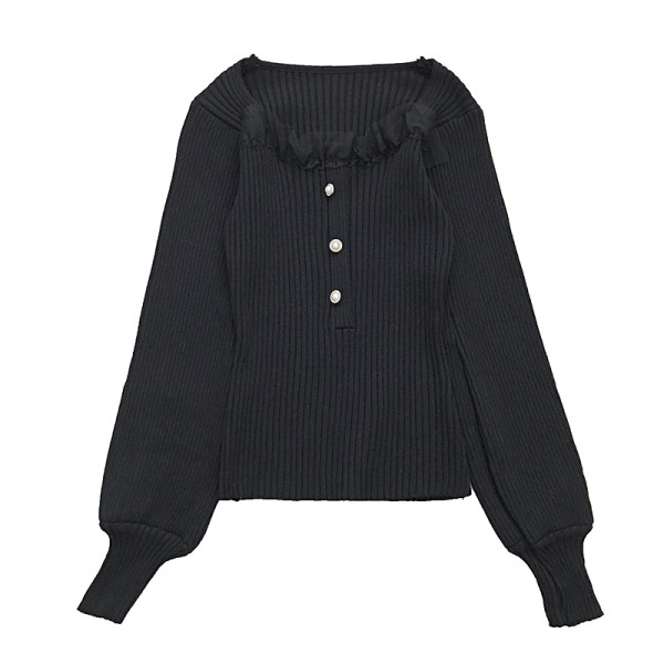 Női retro stílusú blúz piros, fekete és fehér színben, négyzet alakú nyakkivágással