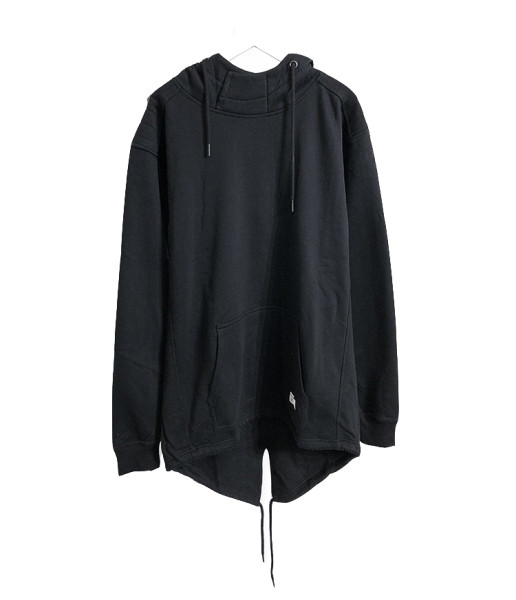 Aszimmetrikus férfi pulóver kapucnival és nyakkendővel kék, szürke, bordó és fekete színben