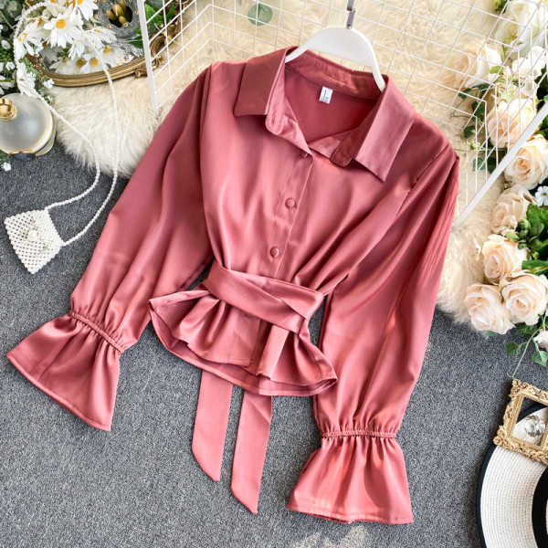 Női retro ing klasszikus gallérral és derékövvel piros, fehér, rózsaszín, kék és fekete színben