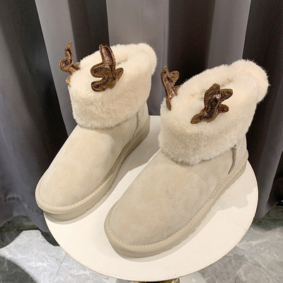 Cizme de damă cu căptușeală moale și element 3D potrivite pentru iarnă