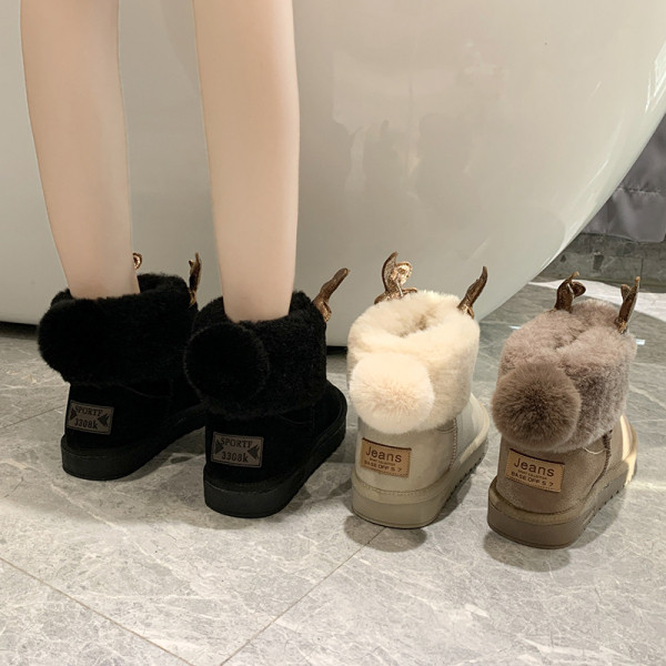 Cizme de damă cu căptușeală moale și element 3D potrivite pentru iarnă