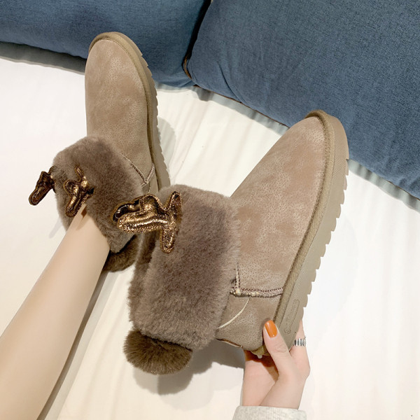 Cizme de damă cu căptușeală moale și element 3D potrivite pentru iarnă