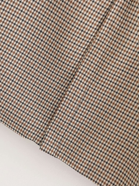 Fustă lungă în carouri cu talie înaltă și cu fante în modelul drept maro