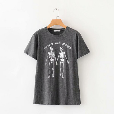 Alkalmi női póló rövid ujjú szürke rátéttel