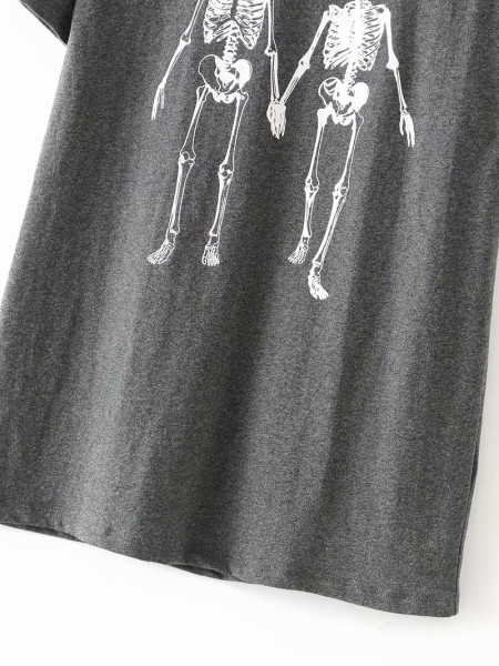 Alkalmi női póló rövid ujjú szürke rátéttel