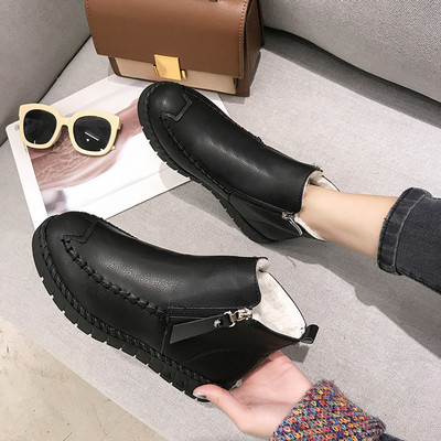 Női öko bőr csizma puha béléssel és cipzárral fekete és piros színben