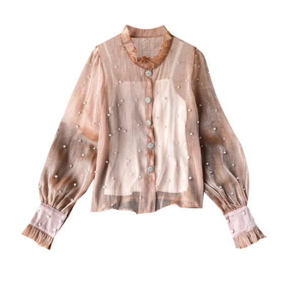 Új modell női ing gombokkal és gyöngyökkel fehér és fekete színben