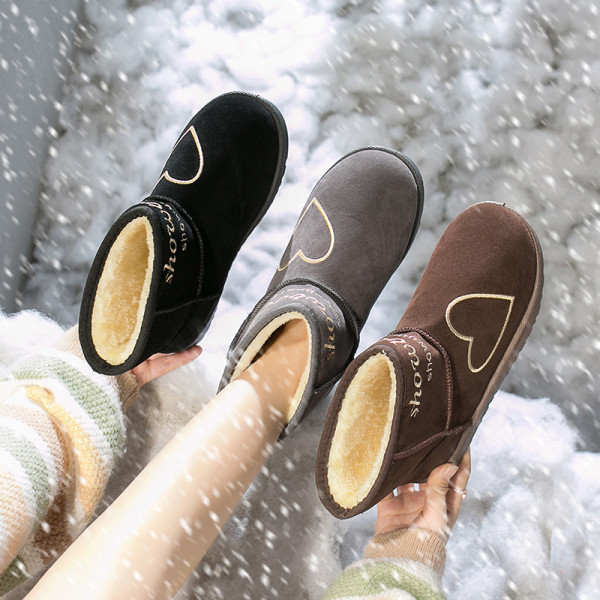 Modern női csizma puha béléssel és színes fekete, szürke és barna hímzéssel