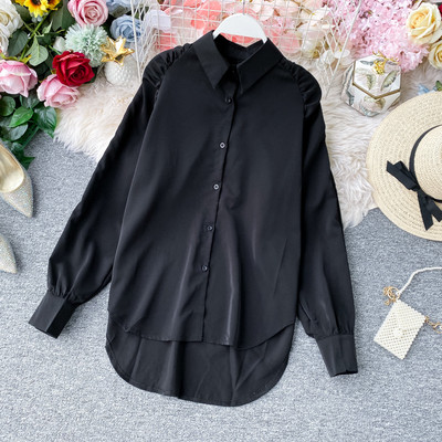 Cămașă modernă de damă cu nasturi și guler clasic în verde, alb, bej, negru și alb