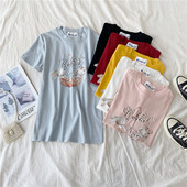 Tricou casual dama cu perle si aplicatie in mai multe culori